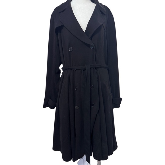 Torrid Black Brushed Ponte Trench Coat - NWT - Plus size 3x - Picture 3 of 12